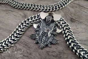 Кулон з вікінгом і широкий срібний ланцюг, фото