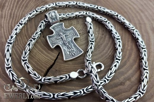 Візантійський ланцюжок з хрестиком із срібла, фото